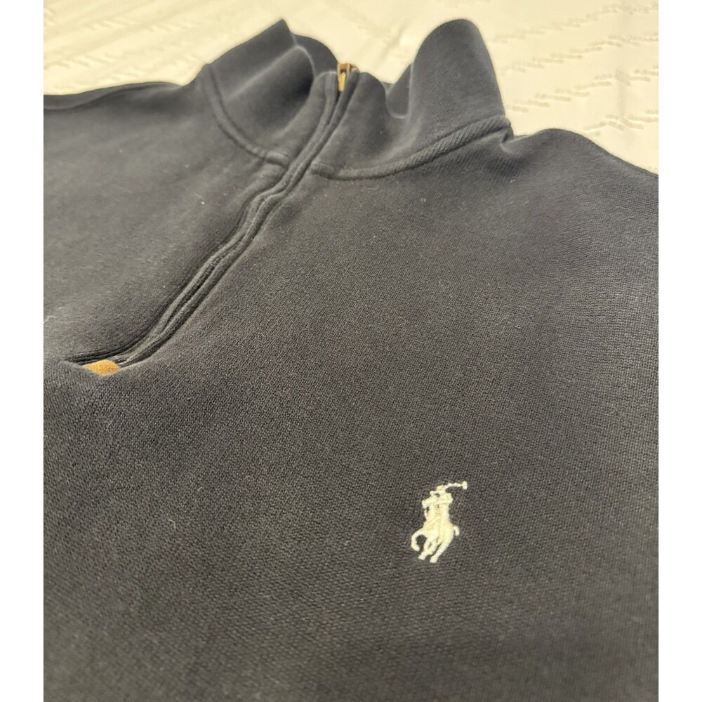 Polo Ralph Lauren Mens XLT Quarter Zip Black Pullover Sweater Long Sleeve Tall
